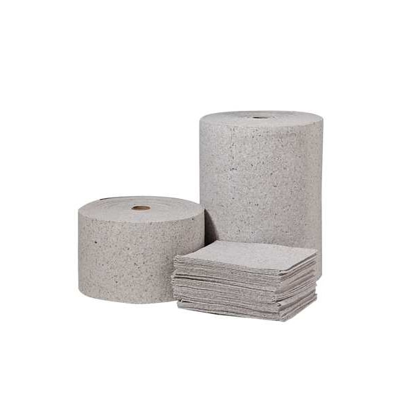 Brady Sorbents, 30 gal, 14 1/2 in x 150 ft, Universal, Gray, Cellulose - RFP314P