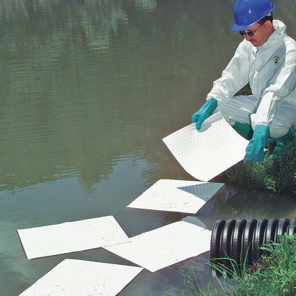 Pig Sorbents, 22 gal, 15 in x 20 in, Oil, White, Polypropylene - MAT460