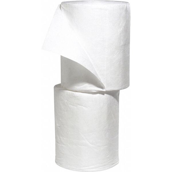 Spilltech Sorbents, 63 gal, 15 in x 150 ft, Oil, White, Polypropylene - WRS150H