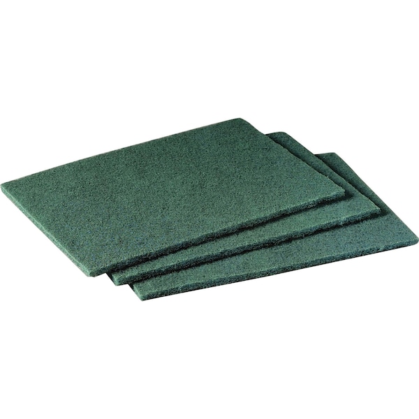 3M Scouring Pad, 9 in x 6 in W x 1/4 in H, Fiber/Resin, Multipurpose, Green, 20 Pack - 96