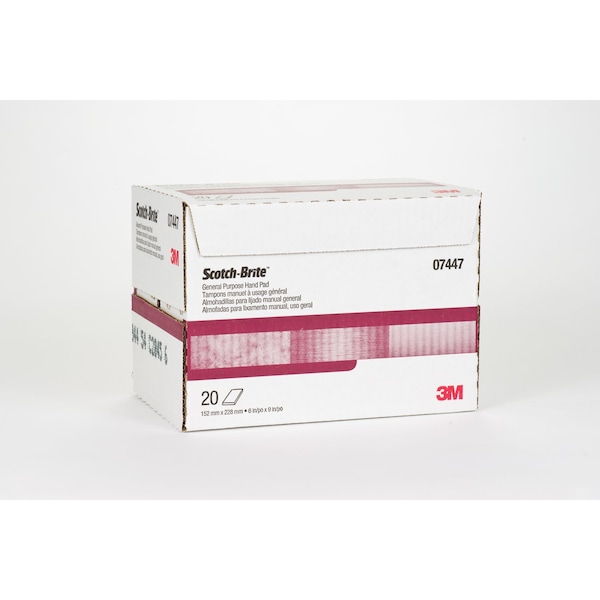 Scotch 3M Brite, Medium Duty Scrubbing Pad For Multi-Purpose, 9 in. Length, 20 pk - 7447
