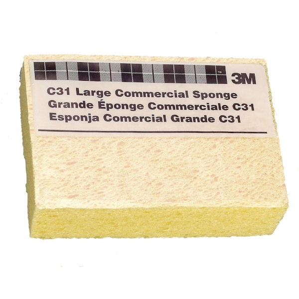 3M Sponge, Cellulose, 6 in L, 4 1/4 W, 1 5/8 in H, Antimicrobial, Yellow - C31