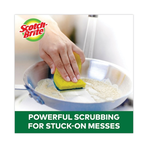 Scotch-Brite Heavy-Duty Scrub Sponge, 4 1/2 x 2 7/10 x 3/5, Green/Yellow, PK6 - 426