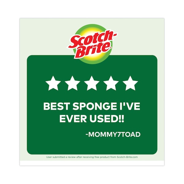 Scotch-Brite Heavy-Duty Scrub Sponge, 4 1/2 x 2 7/10 x 3/5, Green/Yellow, PK6 - 426