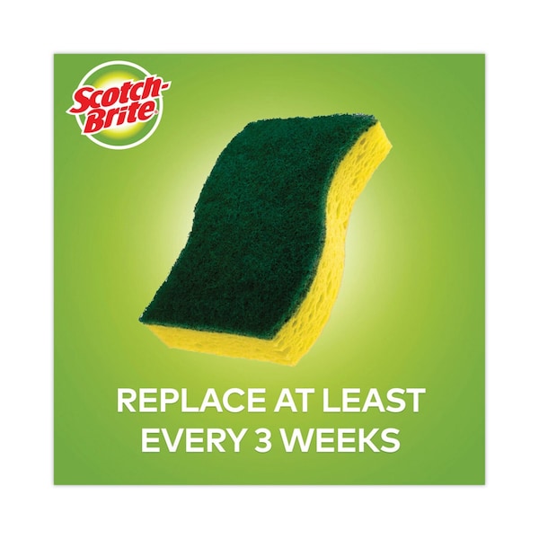 Scotch-Brite Heavy-Duty Scrub Sponge, 4 1/2 x 2 7/10 x 3/5, Green/Yellow, PK6 - 426