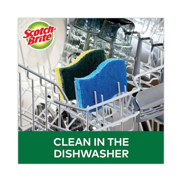 Scotch-Brite Heavy-Duty Scrub Sponge, 4 1/2 x 2 7/10 x 3/5, Green/Yellow, PK6 - 426