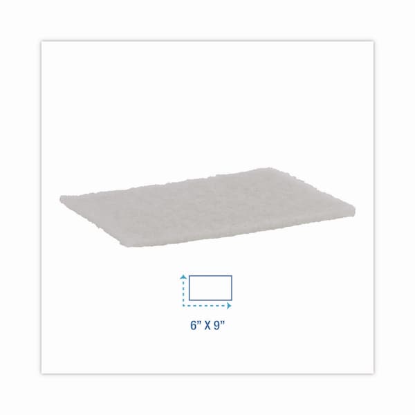 Boardwalk Light Duty Scour Pad, White, 6 x 9, PK20 - 98BWK LD