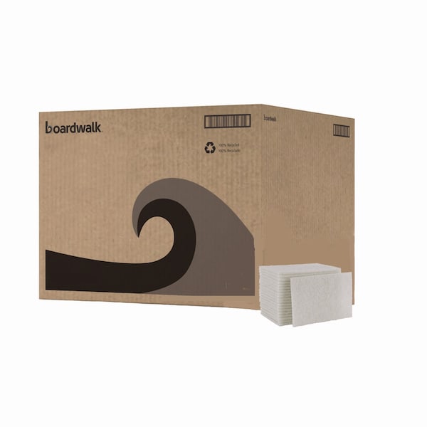 Boardwalk Light Duty Scour Pad, White, 6 x 9, PK20 - 98BWK LD