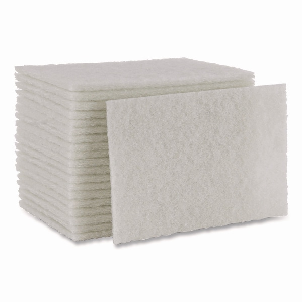 Boardwalk Light Duty Scour Pad, White, 6 x 9, PK20 - 98BWK LD