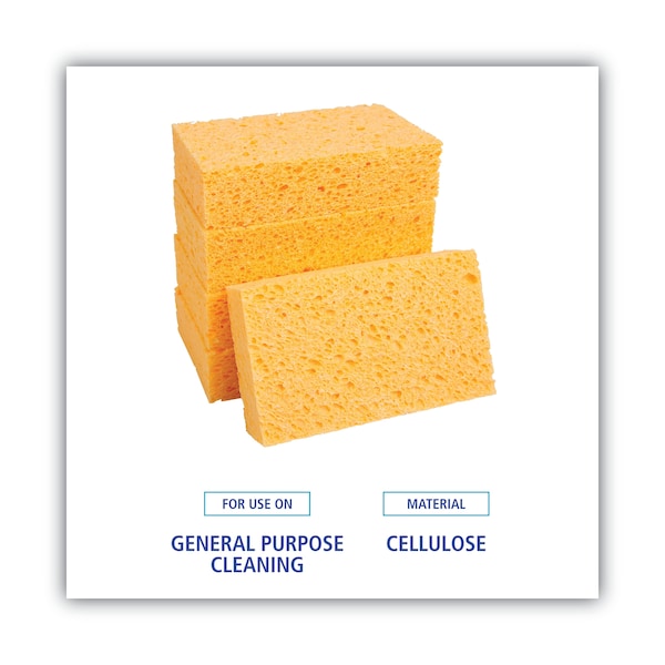 Boardwalk Medium Cellulose Sponge, 3 2/3 x 6 2/25", 1.55" Thick, Yellow, PK24 - C31BWK