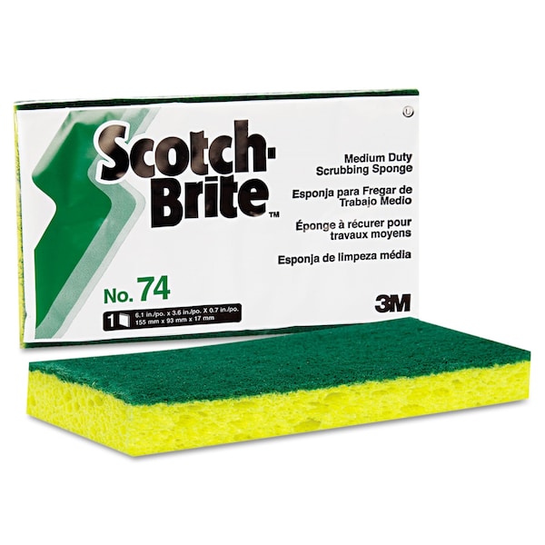 Scotch-Brite Professional Medium-Duty Scrubbing Sponge, 3.6 x 6.1, Yellow/Green, PK20 - 74