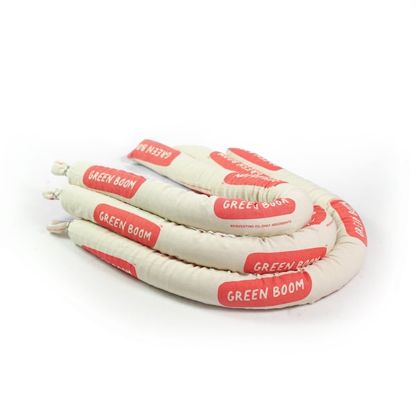 Green Boom Oil-Only Sock, 12 gal, 3 in x 48 in, White, 100% Biomass, 10 PK - S0348S
