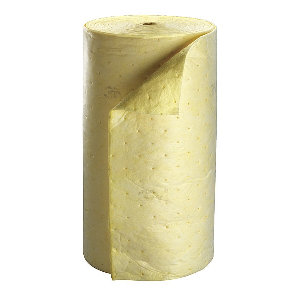 3M Sorbents, 76 gal, 3 ft x 150 ft, Oil, Yellow, Polyester, Polypropylene - C-RL38150DD