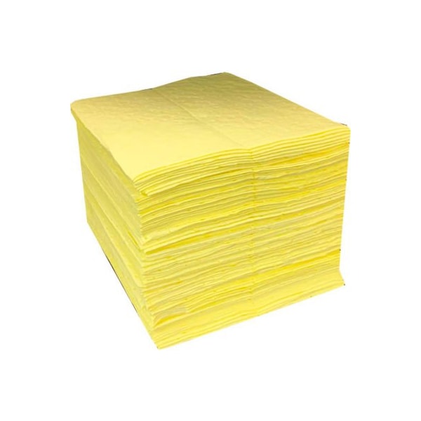 Evolution Sorbent Products Global Industrial Hazmat Sorbent Pads Heavyweight 15inW x 18inL Yellow 100/Pack - 670638