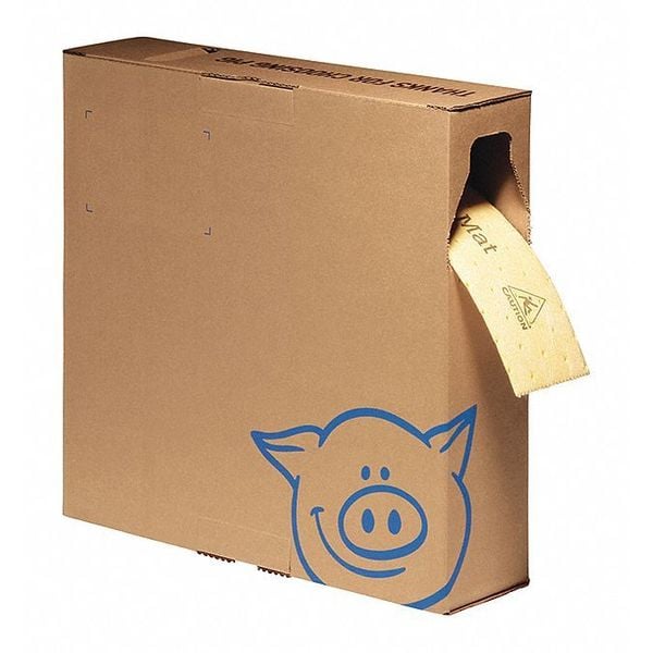 Pig Sorbents, 5 gal, 4 in x 150 ft, Universal, Yellow, Polypropylene - MAT4150-YW