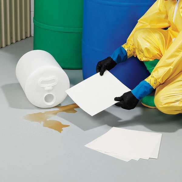Pig Sorbents, 1 gal, 11 in x 12 in, Bases, White, Citric Acid, Polymer, Polypropylene, Thymol Blue - MAT353