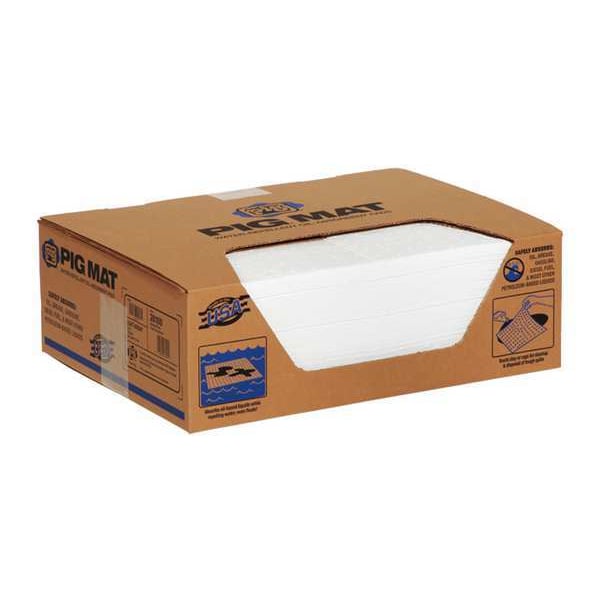 Pig Sorbents, 11 gal, 20 in x 15 in, Oil, White, Polypropylene - 26100