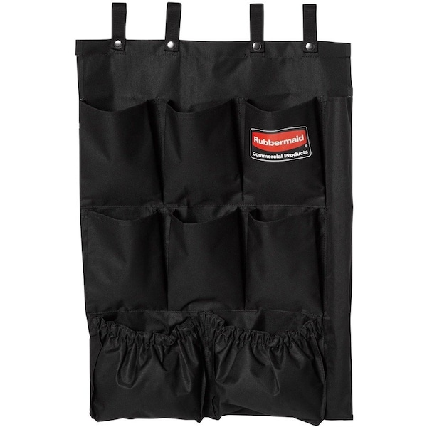 Rubbermaid Commercial Caddy, f/Cleaning Carts, 9 Pockets, 19-3/4"x1-1/2"x28", BK - RCPFG9T9000BLA