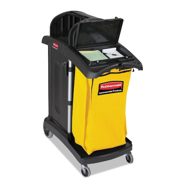 Rubbermaid Commercial High Capacity Cleaning Cart, 21-3/4w x 49-3/4d x 38-3/8h, Black - FG9T7200BLA