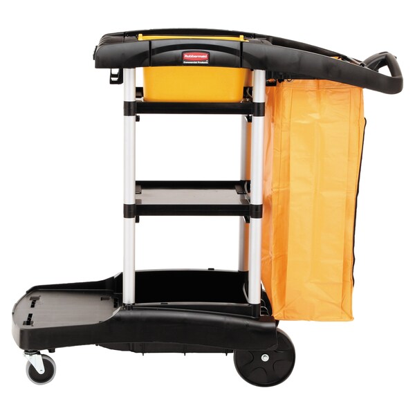 Rubbermaid Commercial High Capacity Cleaning Cart, 21-3/4w x 49-3/4d x 38-3/8h, Black - FG9T7200BLA