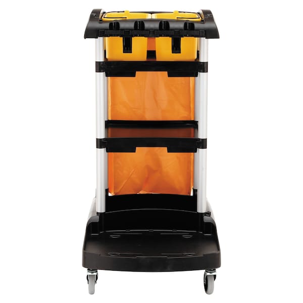 Rubbermaid Commercial High Capacity Cleaning Cart, 21-3/4w x 49-3/4d x 38-3/8h, Black - FG9T7200BLA