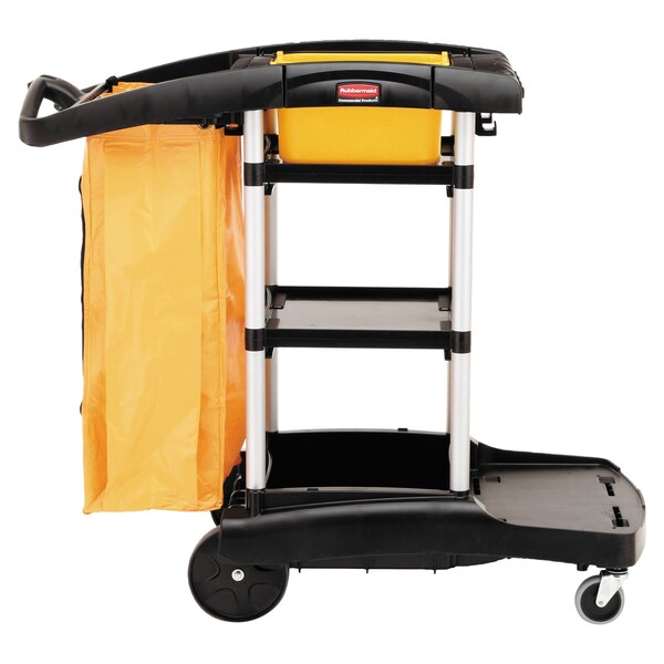 Rubbermaid Commercial High Capacity Cleaning Cart, 21-3/4w x 49-3/4d x 38-3/8h, Black - FG9T7200BLA