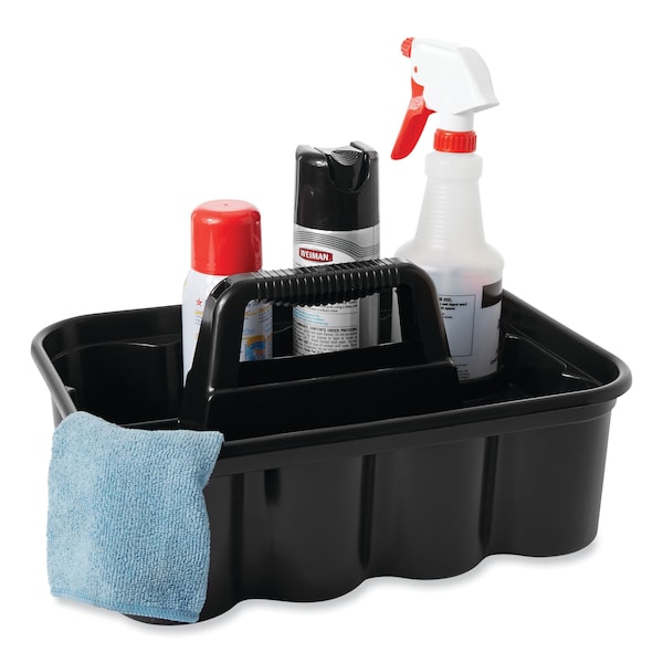 Rubbermaid Commercial Deluxe Carry Caddy, 8-Compartment, 15w x 7.4h, Black - FG315488BLA