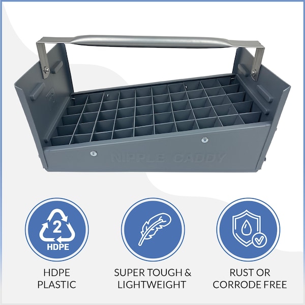 American Built Pro Nipple Caddy, 1 in Nipples  Polyethylene , 50 pc Capacity - T1010 P1