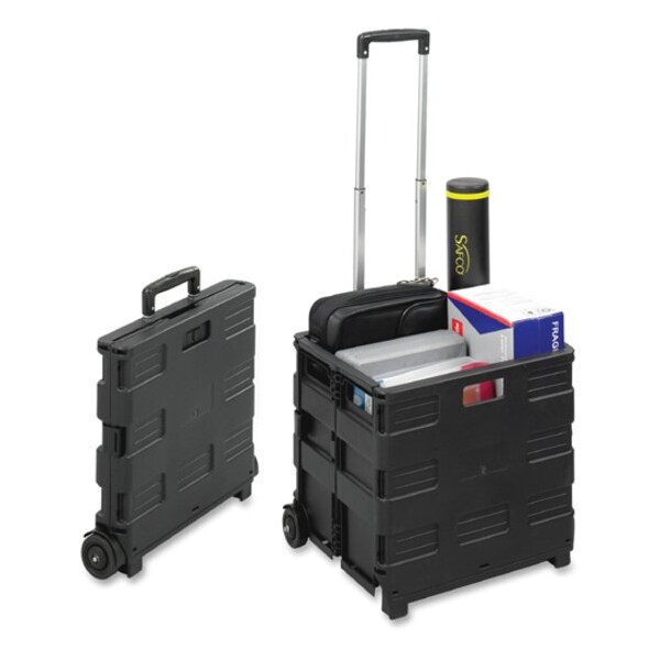 Safco Folding Caddy, 50 lb Cap, 16-1/2"x3-1/2"to14-1/2"x39", BK - SAF4054BL