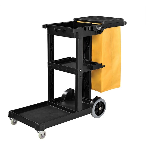 Global Industrial Janitor Cart with 25 Gallon Vinyl Bag, Black - 261896