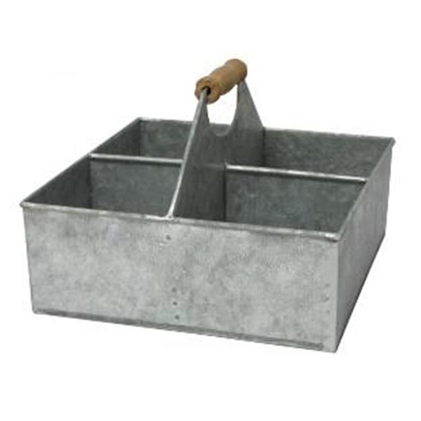 H2H Metal 4 Slot Square Caddy with Wood Grip Handle - H22844292