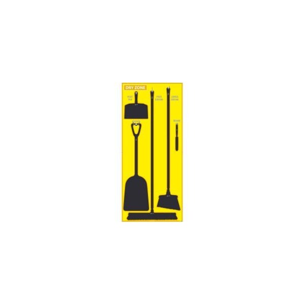Nmc National Marker Dry Zone Shadow Board, Yellow/Black, 68 X 30, ACP, Aluminum Composite Panel- SB140ACP - SB140ACP