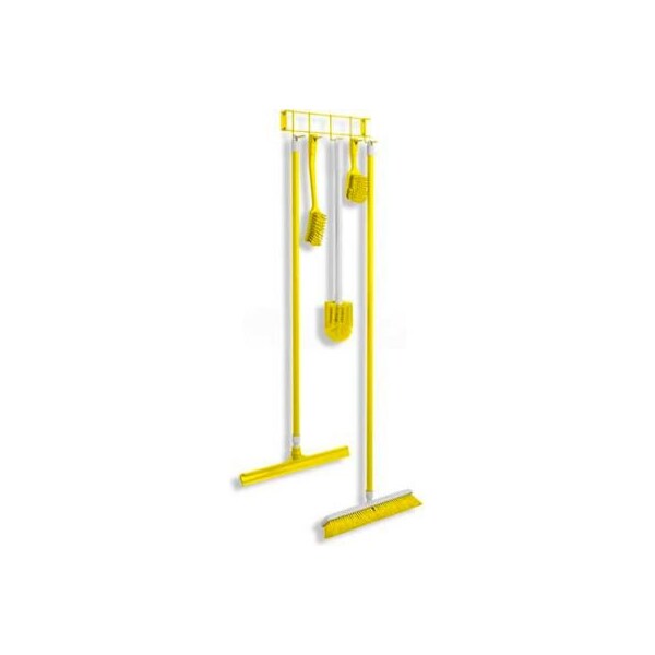 Horizon Mfg Enterprises Horizon Mfg. 16in Utility/Sanitation Hook Rack, 4031, PVC Coated, Five 2in Hooks, Yellow - 4031*****##*