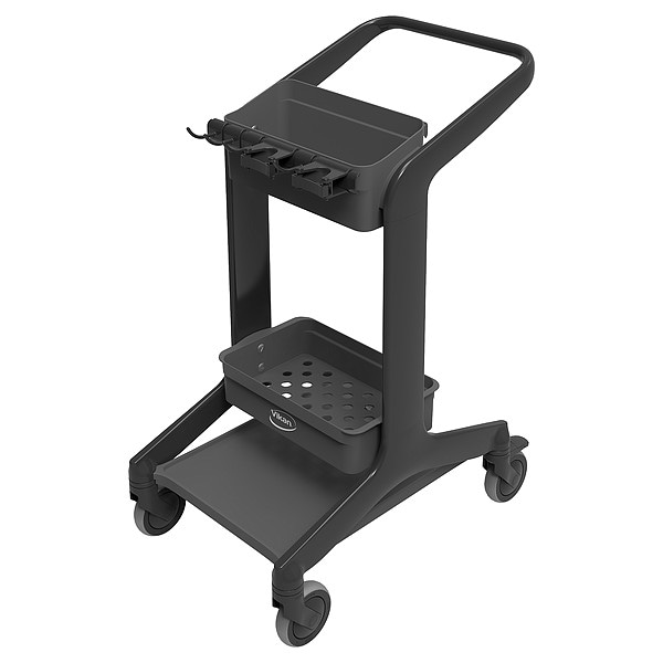 Remco Janitorial Cart, Swivel, Black, PPP, 23.4 lb - 57009