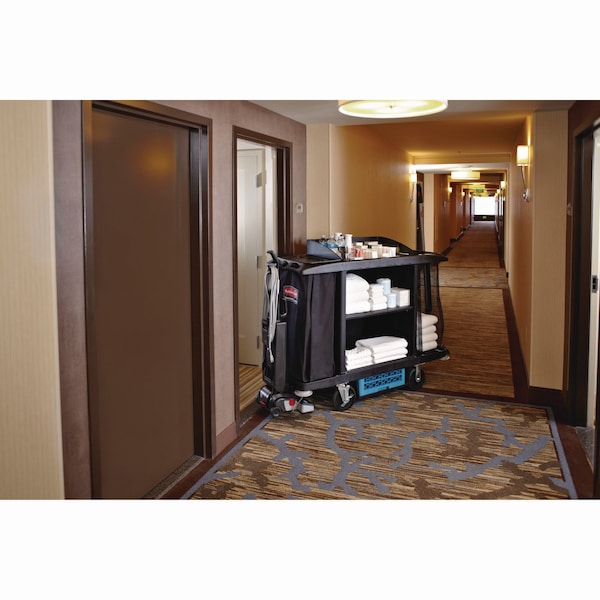 Rubbermaid Commercial Housekeeping Cart, 22w x 60d x 50h, Black - FG618900BLA