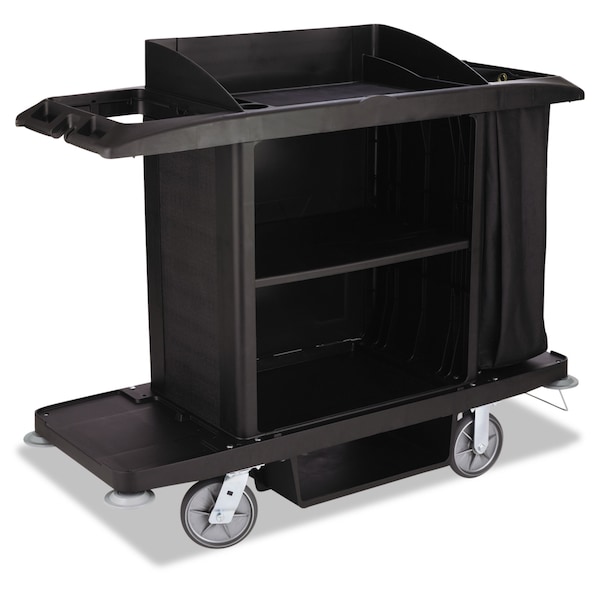 Rubbermaid Commercial Housekeeping Cart, 22w x 60d x 50h, Black - FG618900BLA
