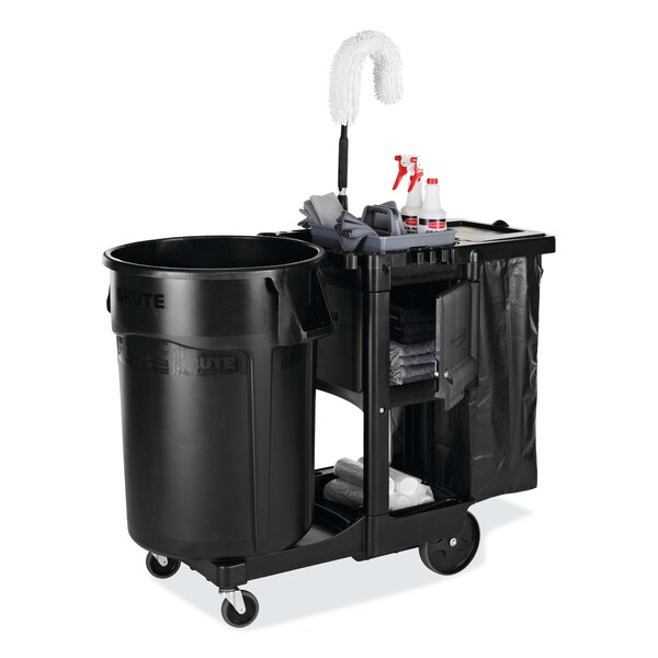 Rubbermaid Commercial Executive Janitorial Cleaning Cart, 12.1w x 22.4d x 23h, Black - 1861430