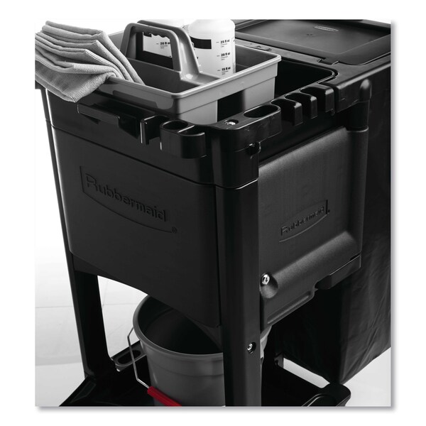 Rubbermaid Commercial Executive Janitorial Cleaning Cart, 12.1w x 22.4d x 23h, Black - 1861430