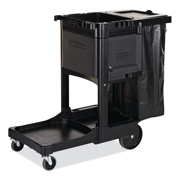 Rubbermaid Commercial Executive Janitorial Cleaning Cart, 12.1w x 22.4d x 23h, Black - 1861430