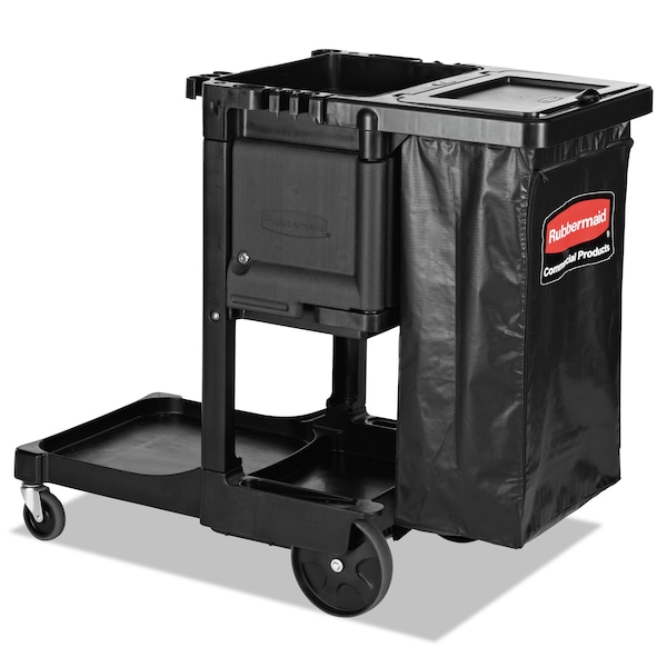 Rubbermaid Commercial Executive Janitorial Cleaning Cart, 12.1w x 22.4d x 23h, Black - 1861430
