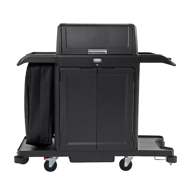 Rubbermaid Commercial Housekeeping Cart, Plastic Frame, Black - 2202587