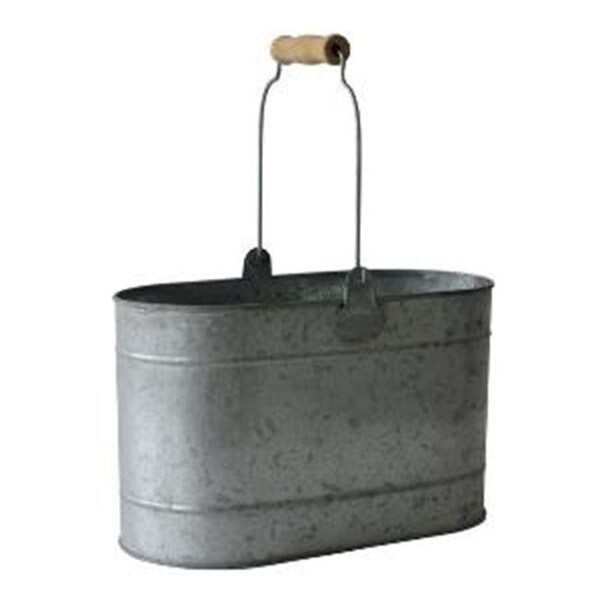 Cheungs Cheungs FP-4010 Oval Galvanized Bucket with Metal Handle and Wood Grip - FP-4010