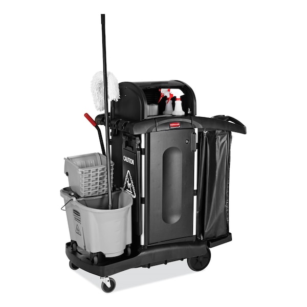Rubbermaid Commercial Exec Hi Security Janitorial Cleaning Cart, 23.1w x 39.6d x 27.5h, Blk - 1861427