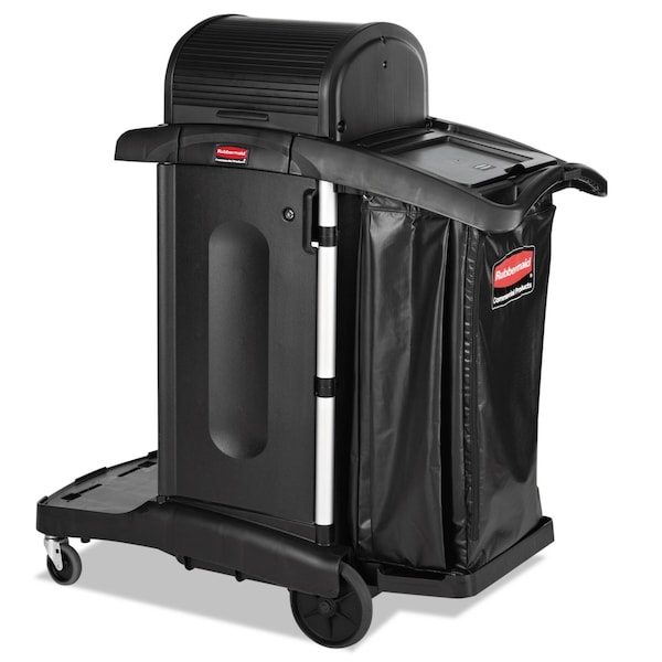 Rubbermaid Commercial Exec Hi Security Janitorial Cleaning Cart, 23.1w x 39.6d x 27.5h, Blk - 1861427