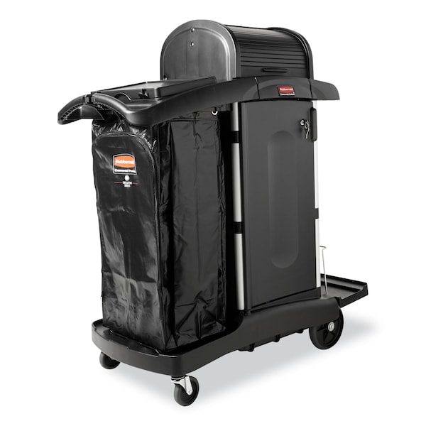 Rubbermaid Commercial Exec Hi Security Janitorial Cleaning Cart, 23.1w x 39.6d x 27.5h, Blk - 1861427