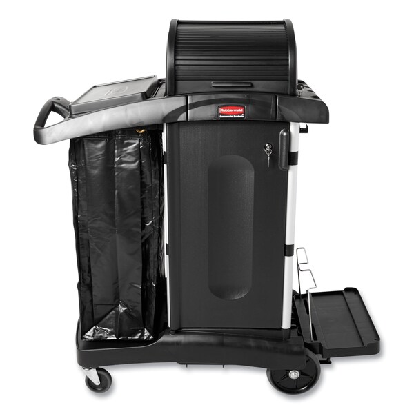Rubbermaid Commercial Exec Hi Security Janitorial Cleaning Cart, 23.1w x 39.6d x 27.5h, Blk - 1861427