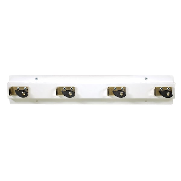 Ex-Cell Kaiser Mop and Broom Holder 4 Cam - Steel, White - 333-4 WHT2