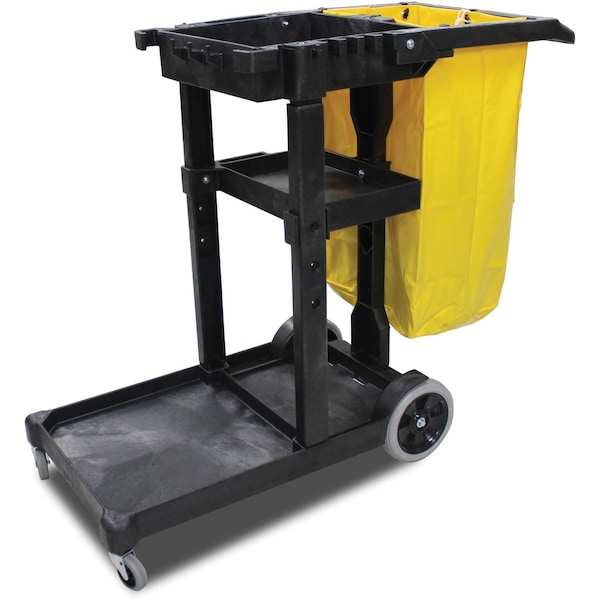 White Janitors Gray Cart with 25 Gallon Yello - 6850