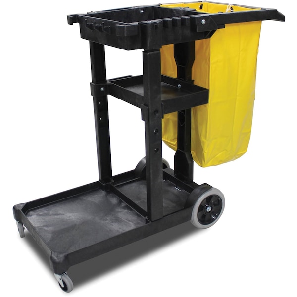White Janitors Gray Cart with 25 Gallon Yello - 6850