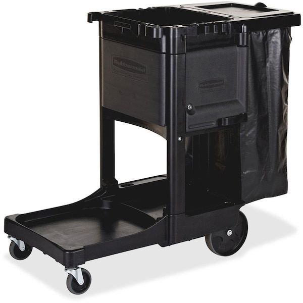 Rubbermaid Commercial Executive Cleaning Cart, 21-3/4"x46"x38", Black - RCP1861430